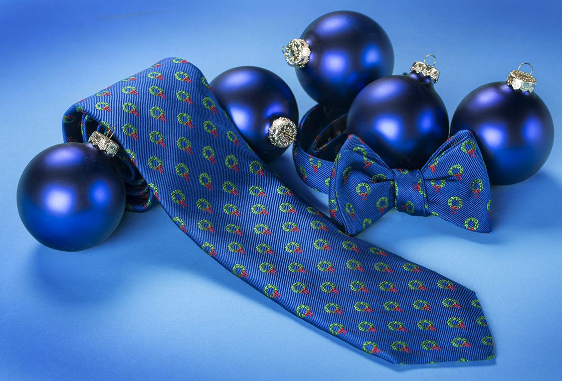Styled necktie and bowtie product photography