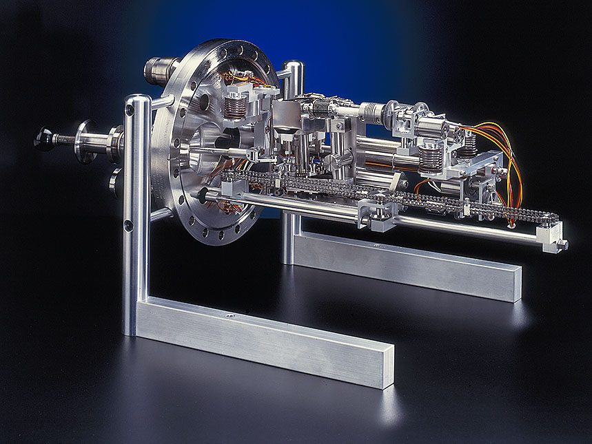 Precision industrial equipment photographed for capability brochure